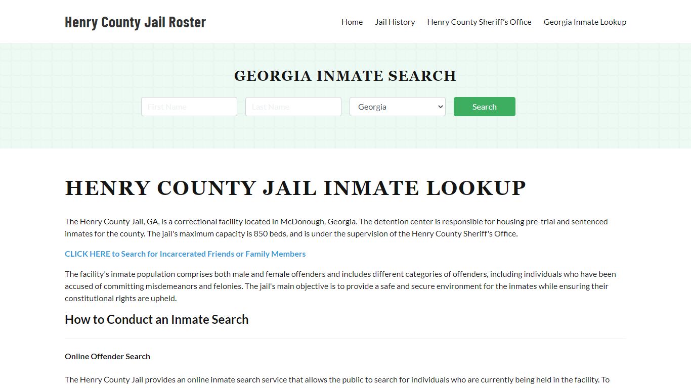 Henry County Jail Roster Lookup, GA, Inmate Search
